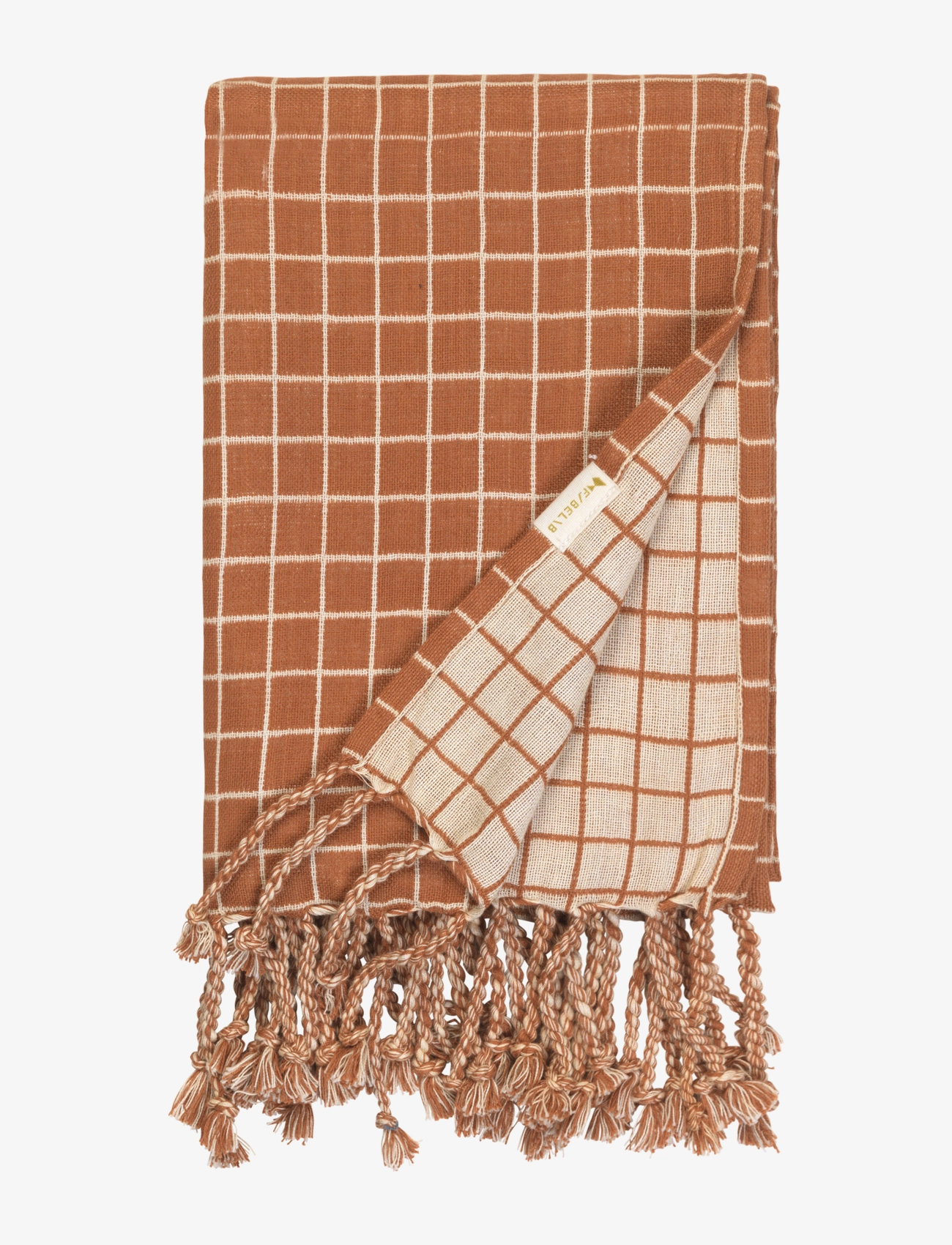 Fabelab Blanket Grid, Frynset Gittertæppe, Orange, Str: ONE SIZE