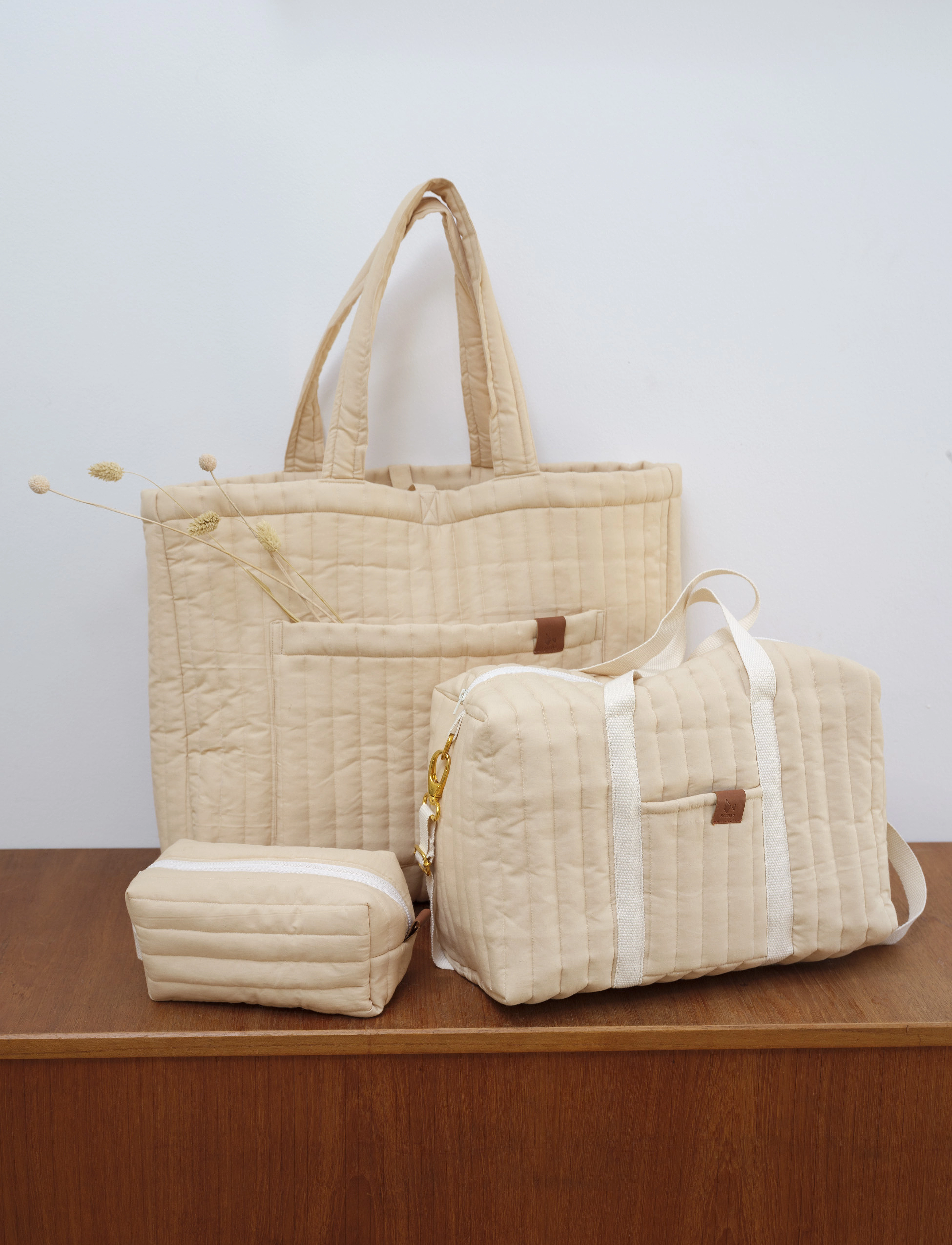 Fabelab Quilted Toiletry Bag Wheat, One Size, Bags, Koralle - Bag, Kinder