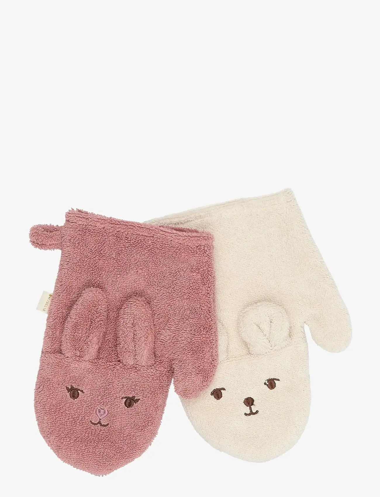 Fabelab - Bath Mitts - 2 pack - Bear and Bunn - cloths - ash rose - 1