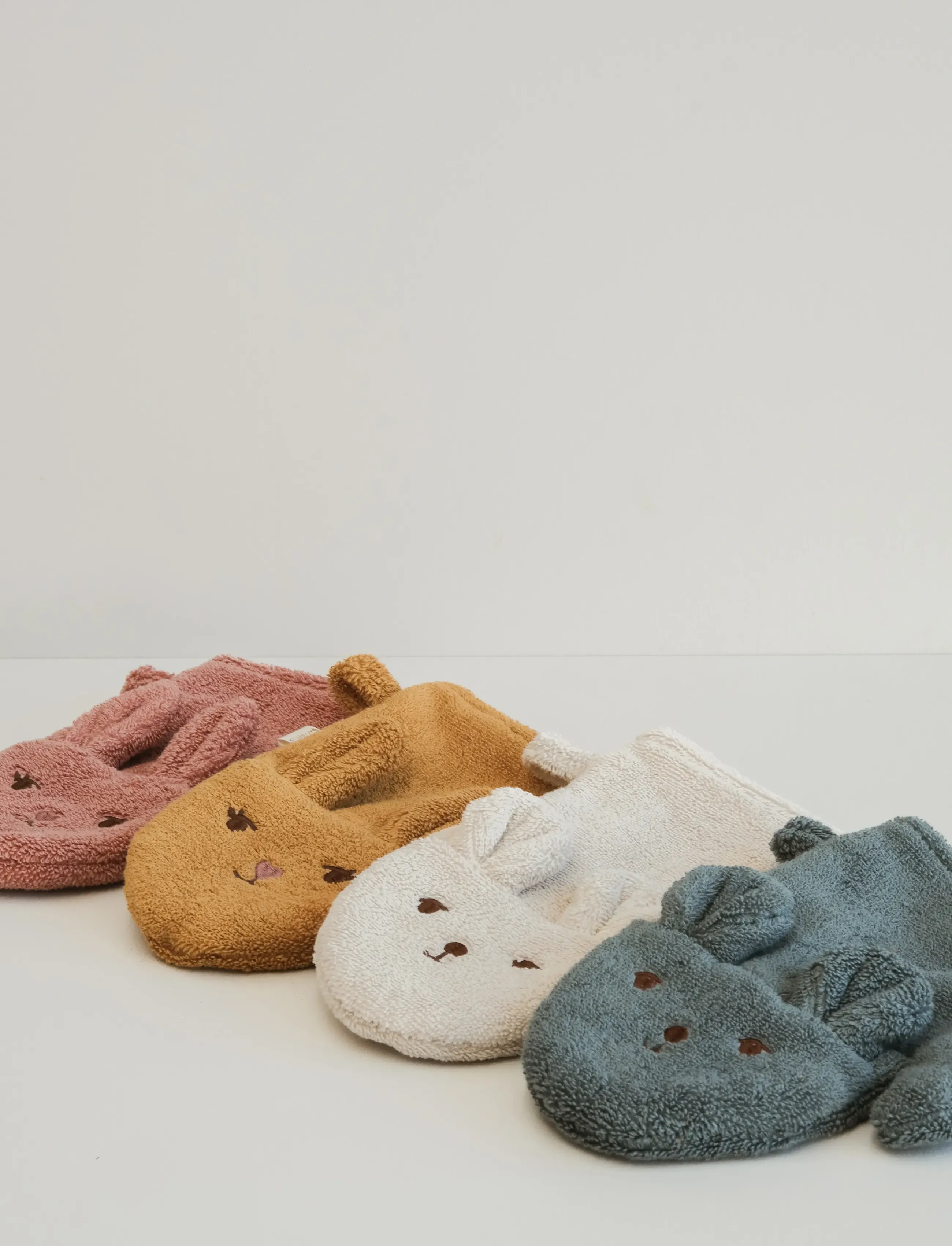 Fabelab Bath Mitts 2 Pack Bear And Bunn, One Size, Bathroom, Rosa - Cloths, Kinder