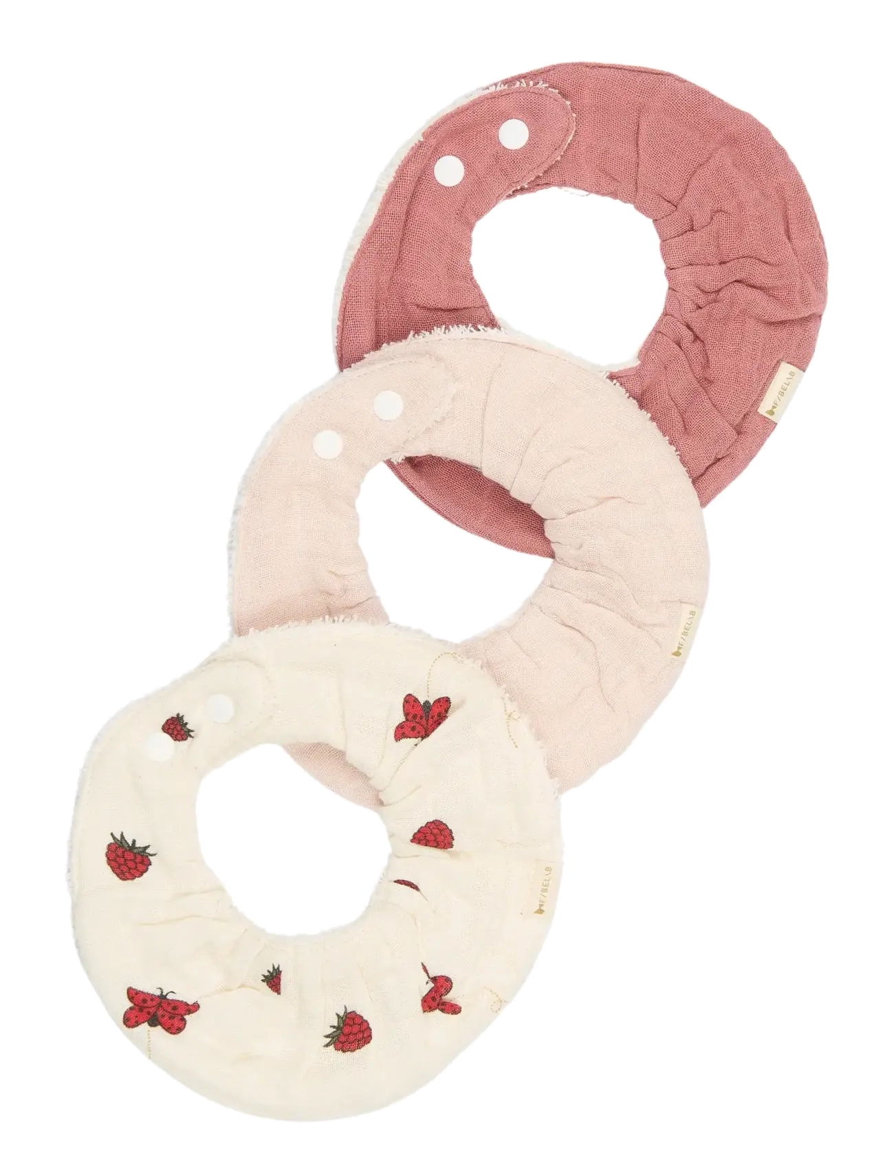 Fabelab - Ruffle Bib 3-pack - Into The Garden - hihattomat ruokalaput - ash rose - 1