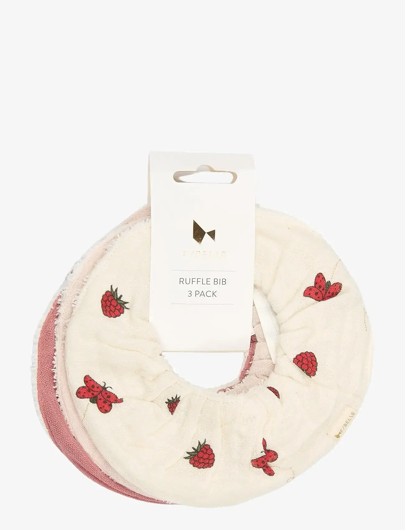 Fabelab - Ruffle Bib 3-pack - Into The Garden - hihattomat ruokalaput - ash rose - 2