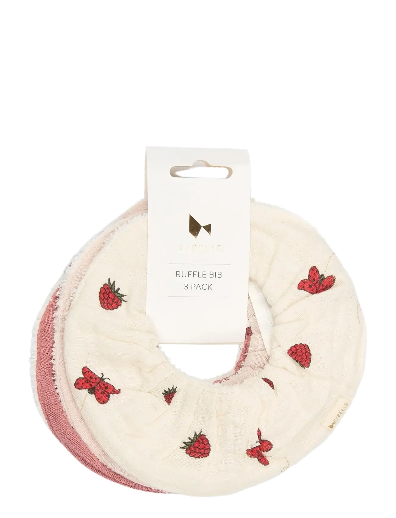 Fabelab - Ruffle Bib 3-pack - Into The Garden - hihattomat ruokalaput - ash rose - 2