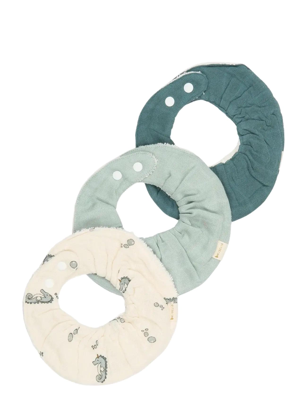 Fabelab Ruffle Bib 3-pack - Under The Sea - Toitmine - GOBLIN BLUE / cream