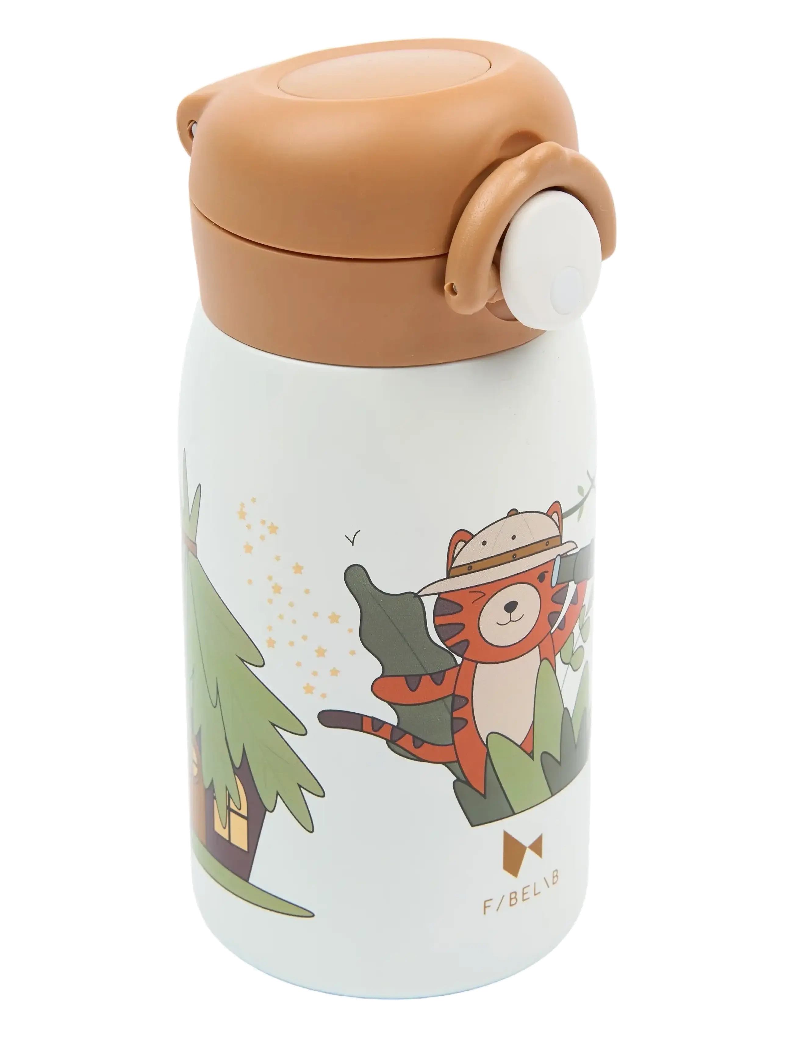 Fabelab Water Bottle Small Tiger, Meal Time, Hvid, Str: 320 ML