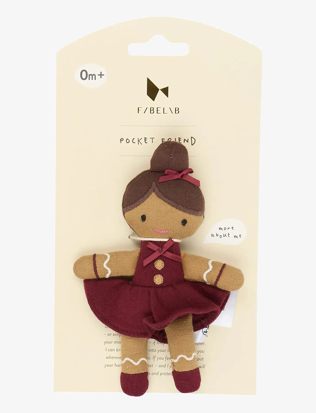 Fabelab - Pocket Friend - Gingerbread Girl - mjuka leksaker - cabernet - 3