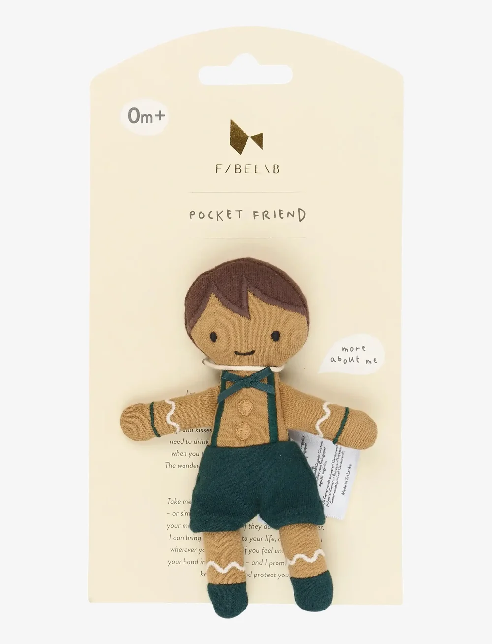 Fabelab - Pocket Friend - Gingerbread Boy - pehmed mänguasjad - ponderose pine - 4