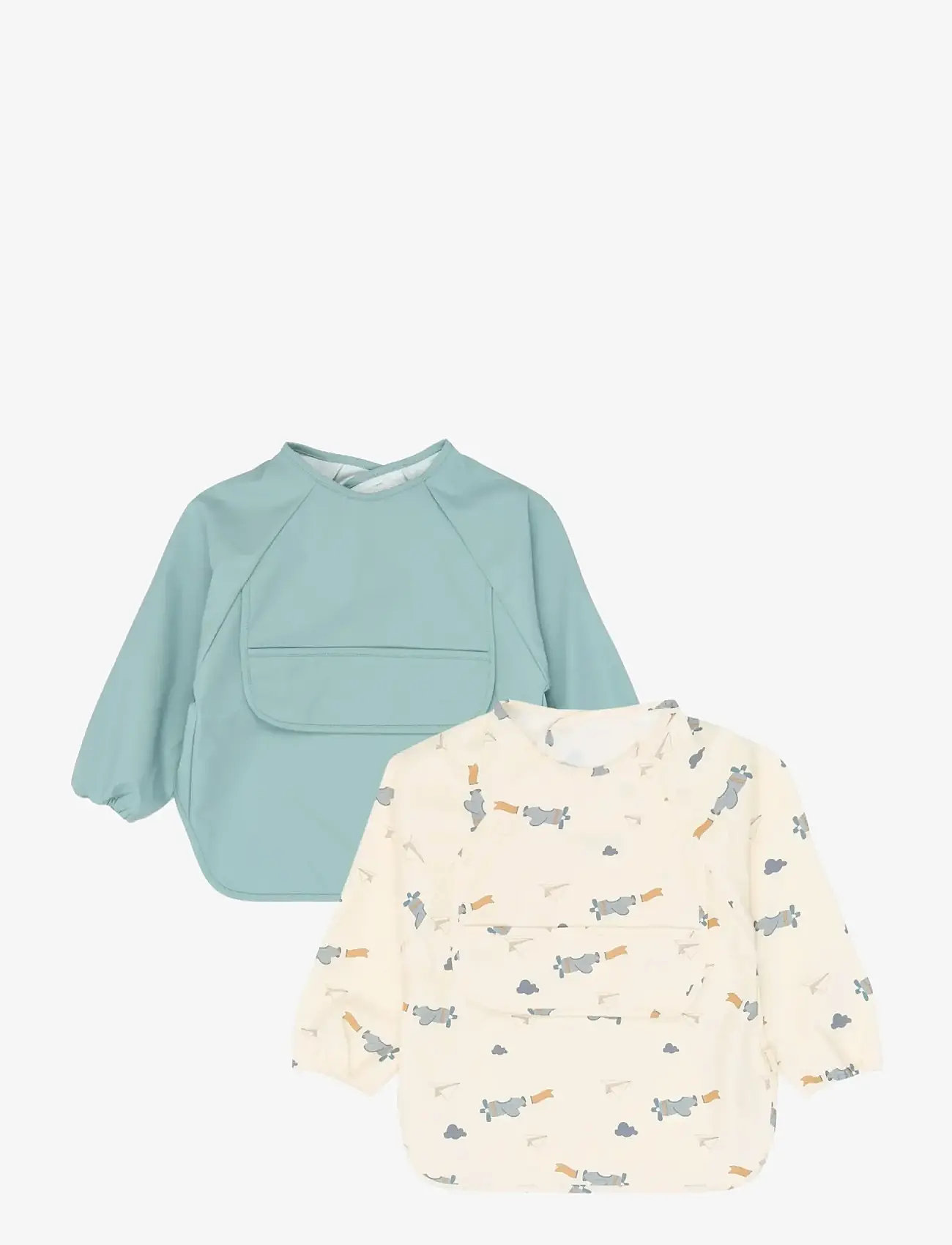 Fabelab - Sleeve Bib 2-pack - Little Flyers A - pikkade varrukatega pudipõll - slate - 1