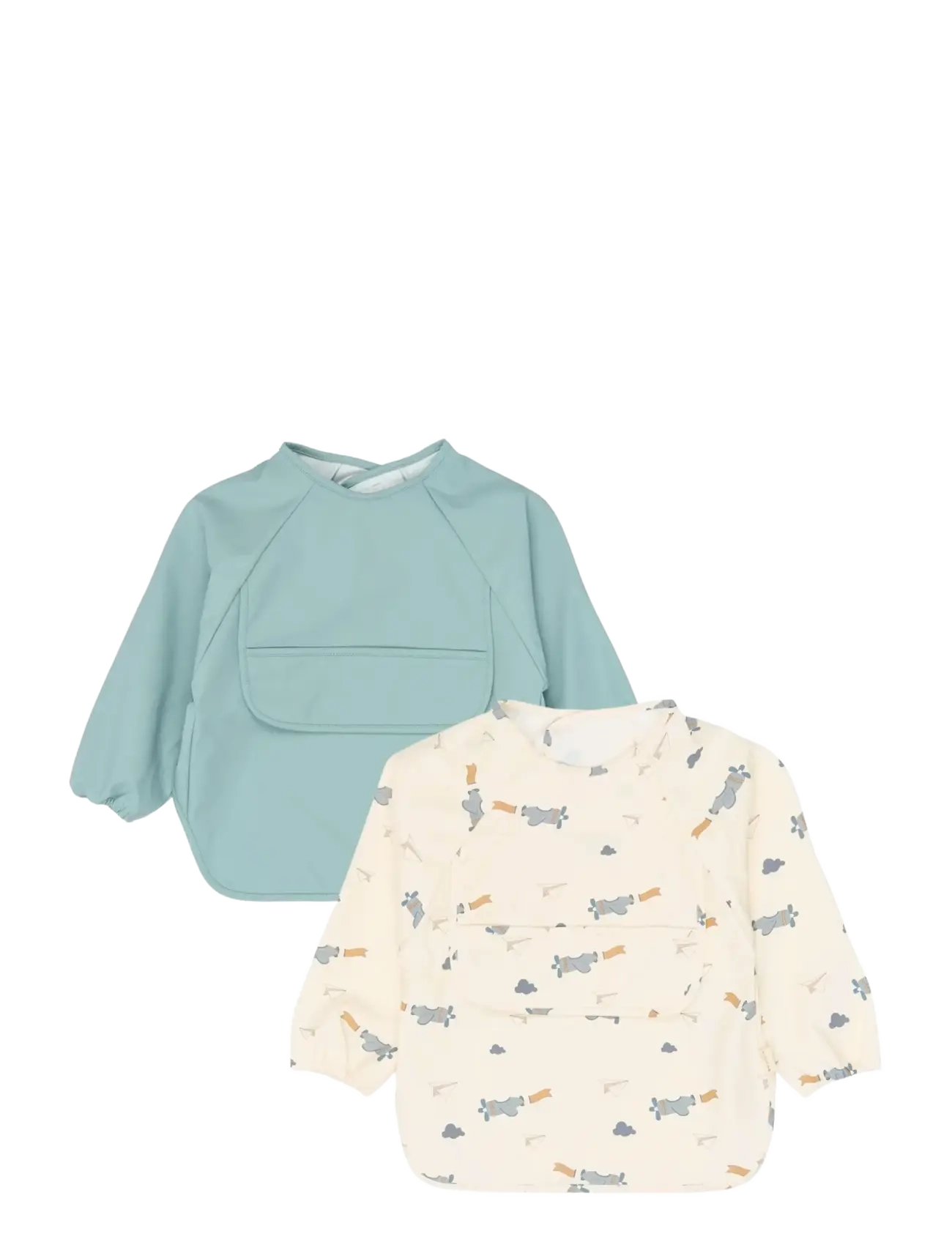 Fabelab Sleeve Bib 2-pack - Little Flyers A - Inspiration - SLATE / cream