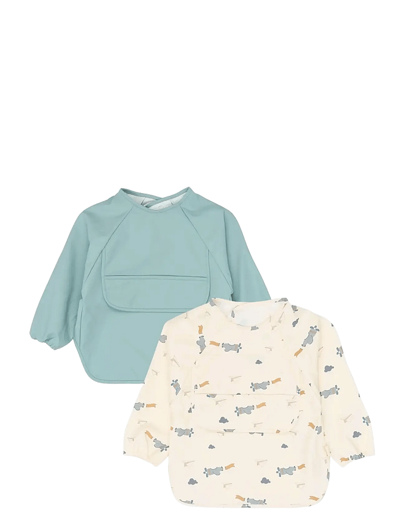 Fabelab - Sleeve Bib 2-pack - Little Flyers A - pikkade varrukatega pudipõll - slate - 1