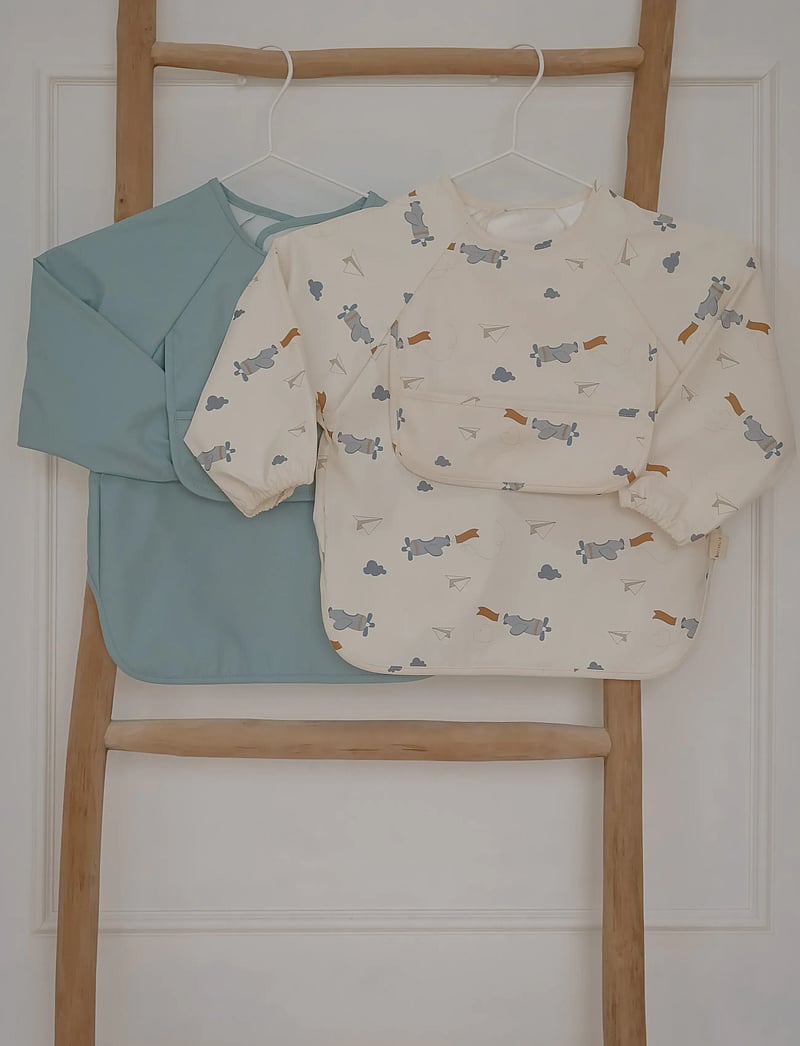 Fabelab - Sleeve Bib 2-pack - Little Flyers A - pikkade varrukatega pudipõll - slate - 0