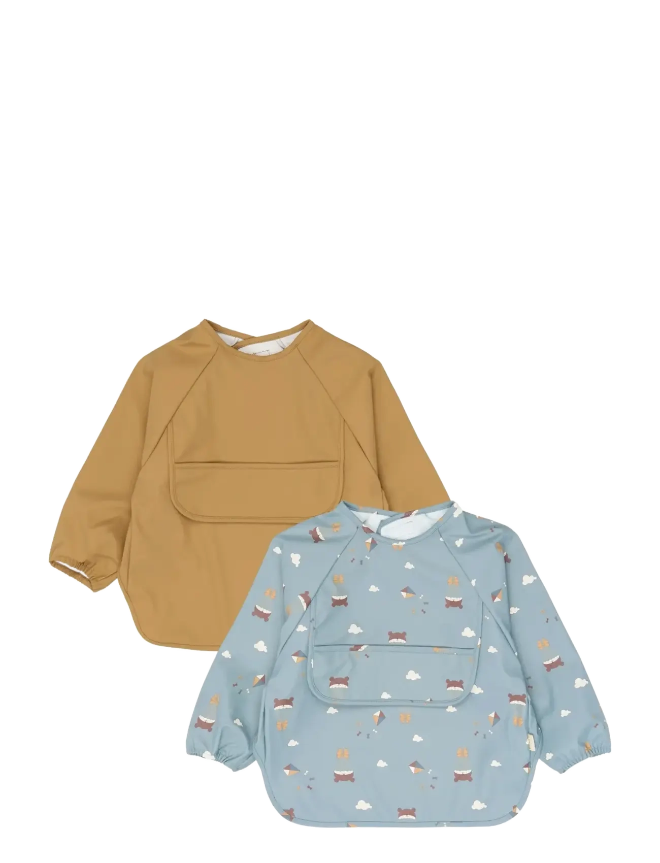 Fabelab Sleeve Bib 2-Pack Little Flyers A, One Size, Bibs, Braun - Long Bib, Kinder