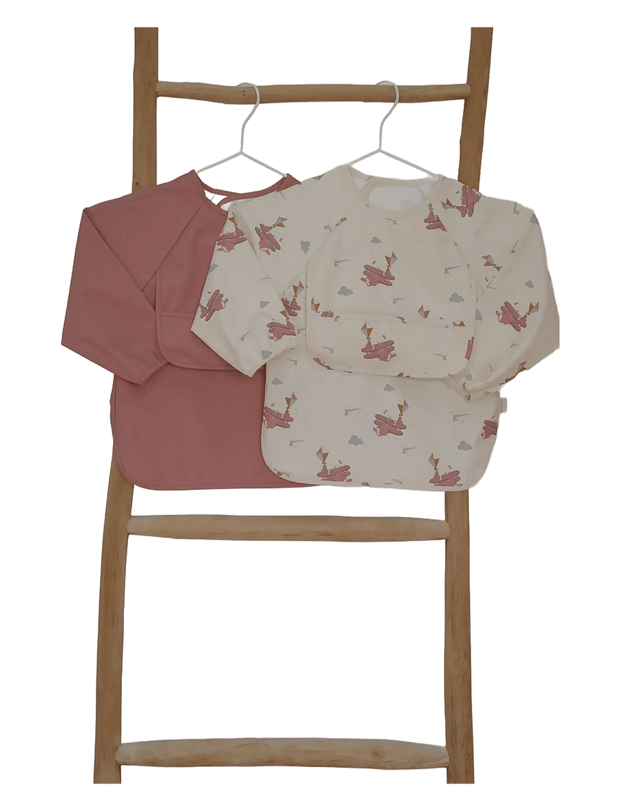 Fabelab - Sleeve Bib 2-pack - Little Flyers A - langarmlätzchen - ash rose - 5