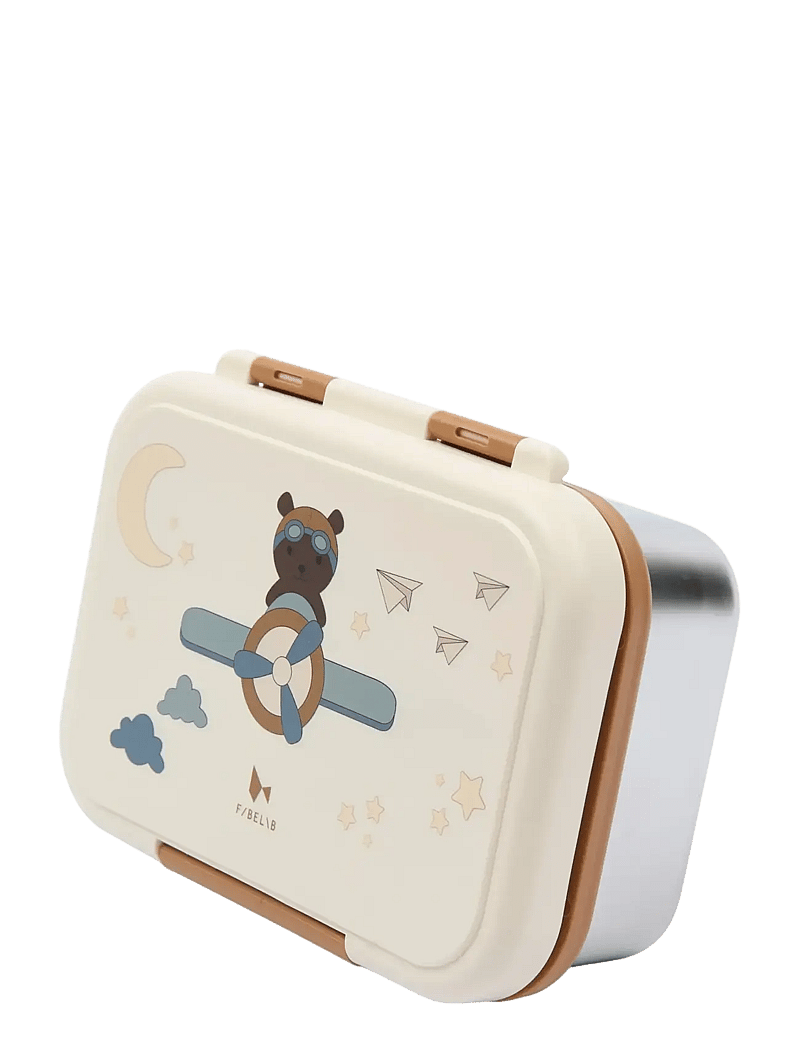 Fabelab - Lunch Box - Bear Air Plane - lunch boxes - whisper white - 0