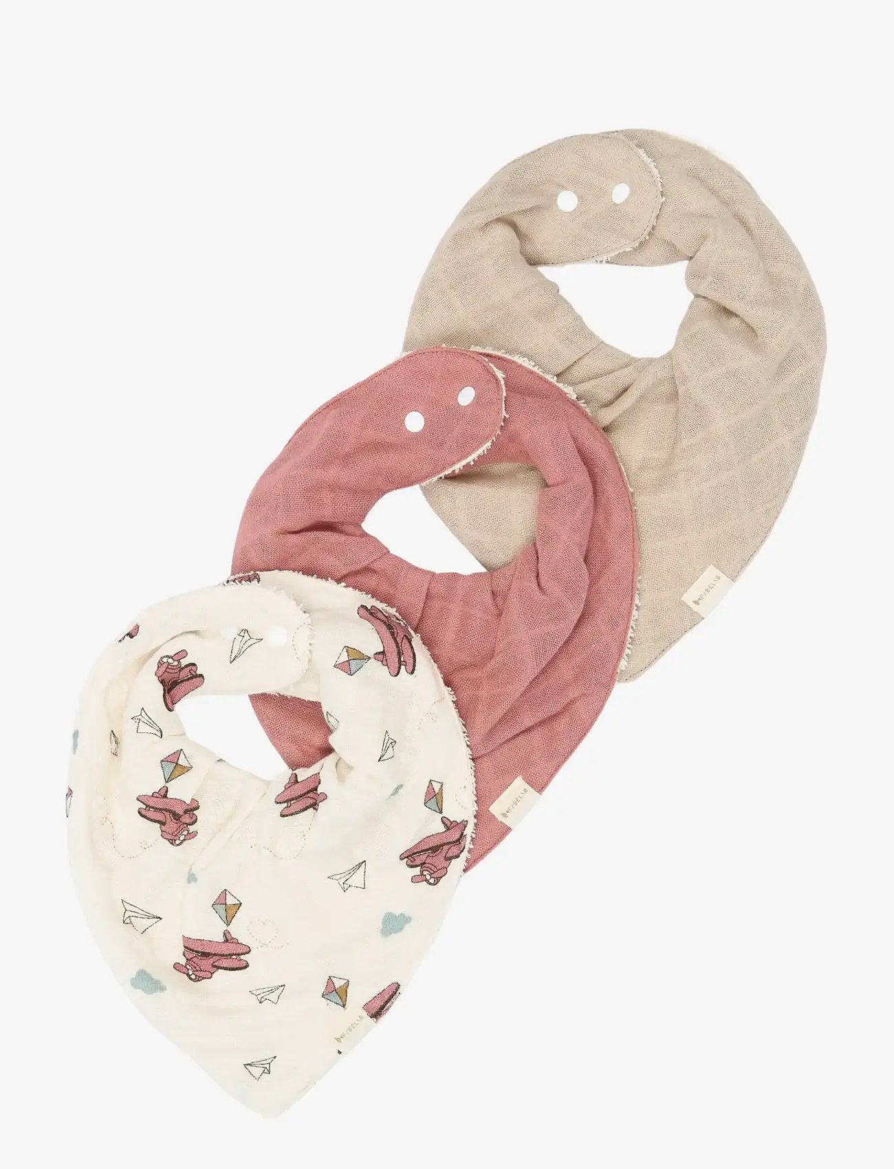 Fabelab - Bandana Bib 3-pack - Air Plane Rose - pudipõlled - ash rose - 0