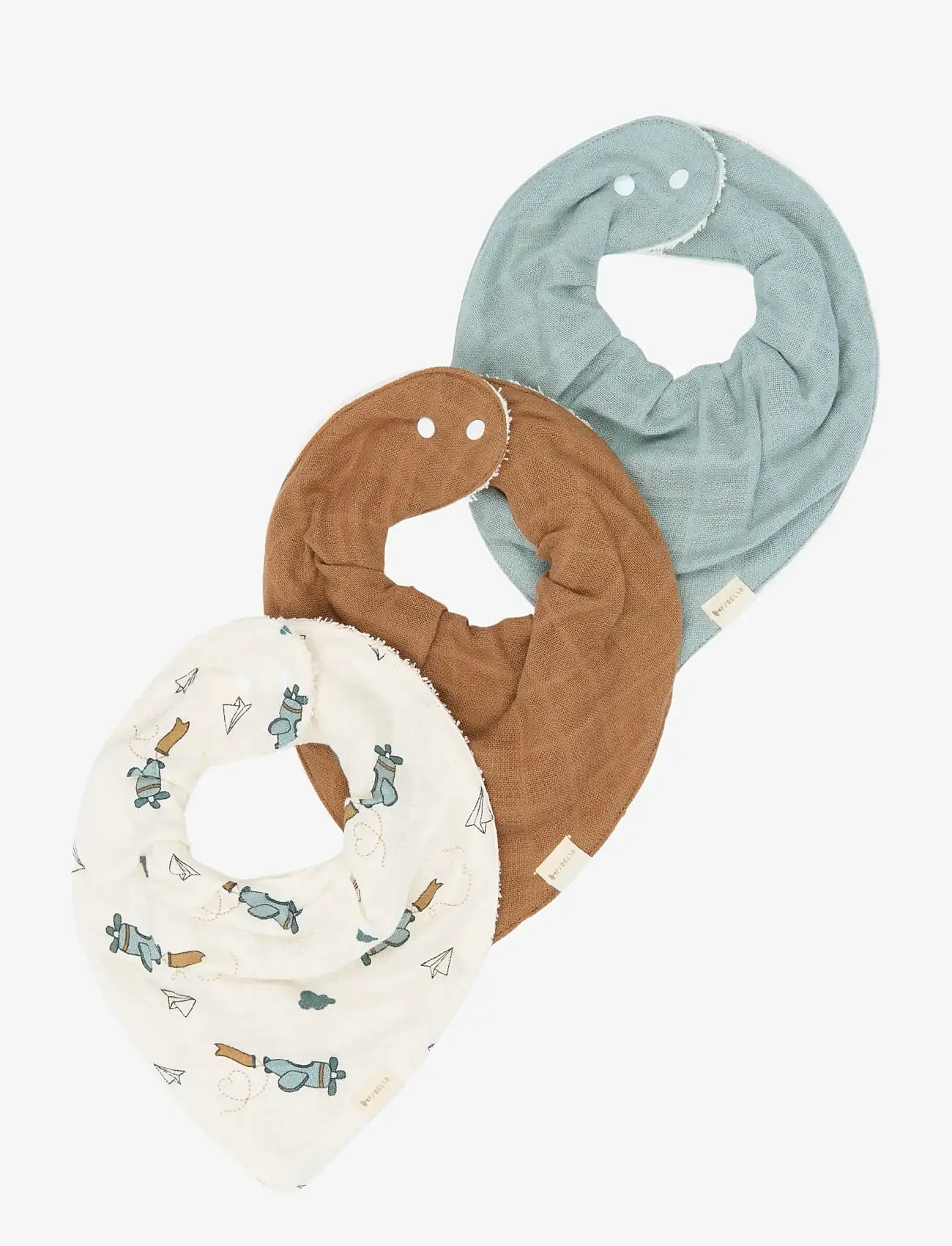 Fabelab - Bandana Bib 3-pack - Air Plane Blue - pudipõlled - goblin blue - 1