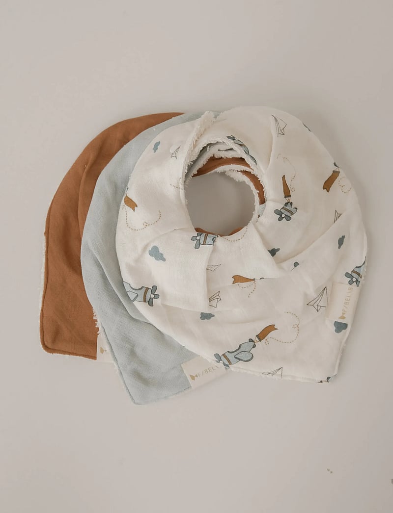 Fabelab - Bandana Bib 3-pack - Air Plane Blue - pudipõlled - goblin blue - 0
