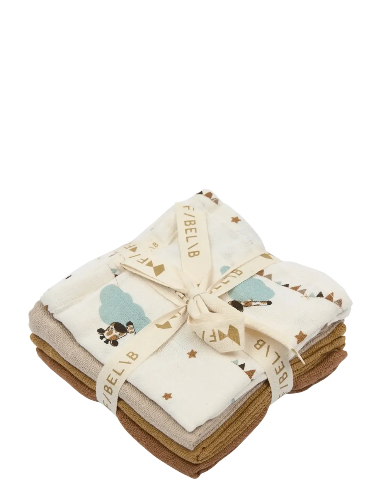 Fabelab Muslin Cloth 4-Pack Giraffe On Th, One Size, Muslins, Mehrfarbig/gemustert - Cloths, Kinder