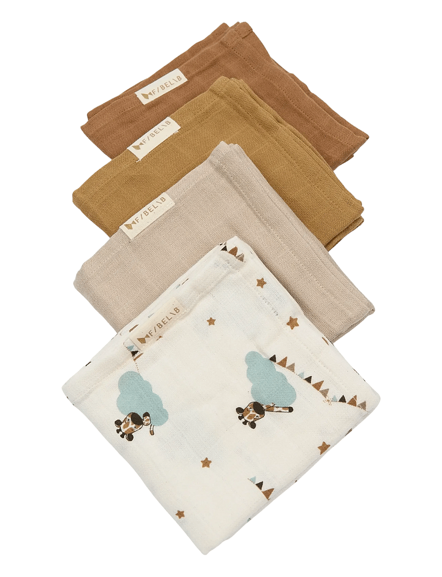 Fabelab - Muslin Cloth 4-pack - Giraffe On Th - mulldecken - wood thrush - 1