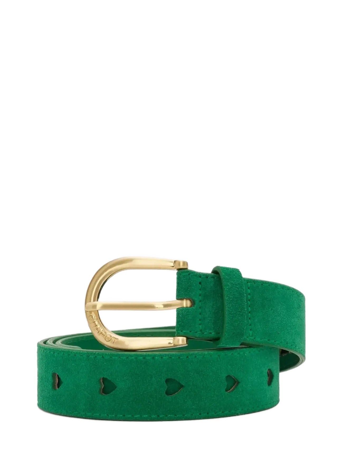 Fabienne Chapot Cut It Out Heart Belt Suede, 95, Green, Belts > Casual Belt, Dame