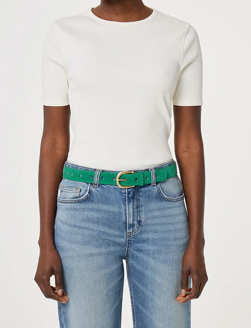 Fabienne Chapot - Cut it Out Heart Belt Suede - læderbælter - evergreen - 1