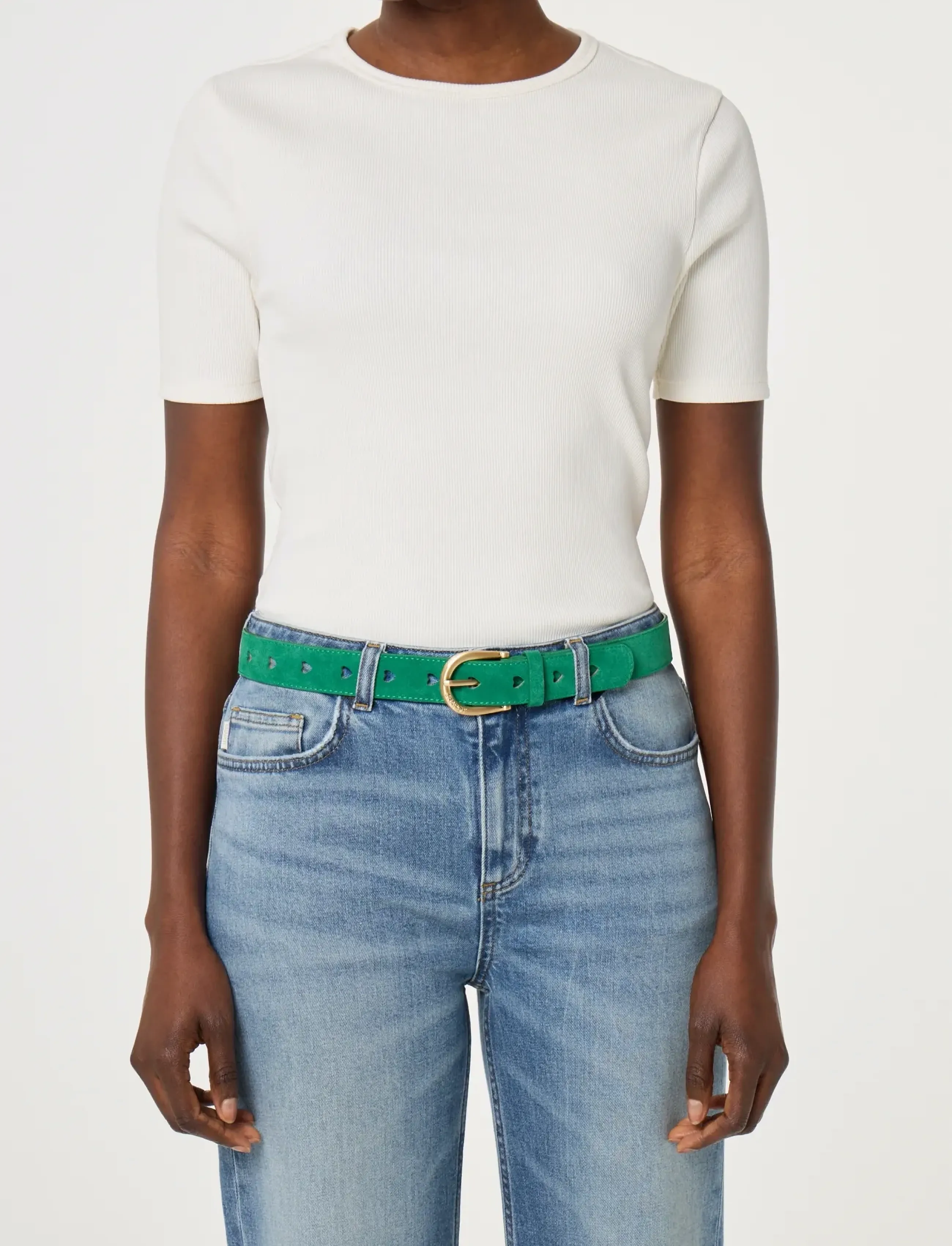 Fabienne Chapot - Cut it Out Heart Belt Suede - nahkrihmad - evergreen - 1
