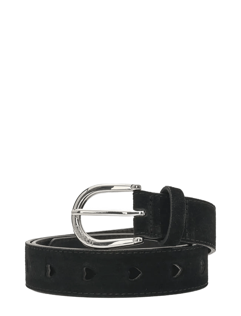 Fabienne Chapot - Cut it Out Heart Belt Suede - læderbælter - black - 0