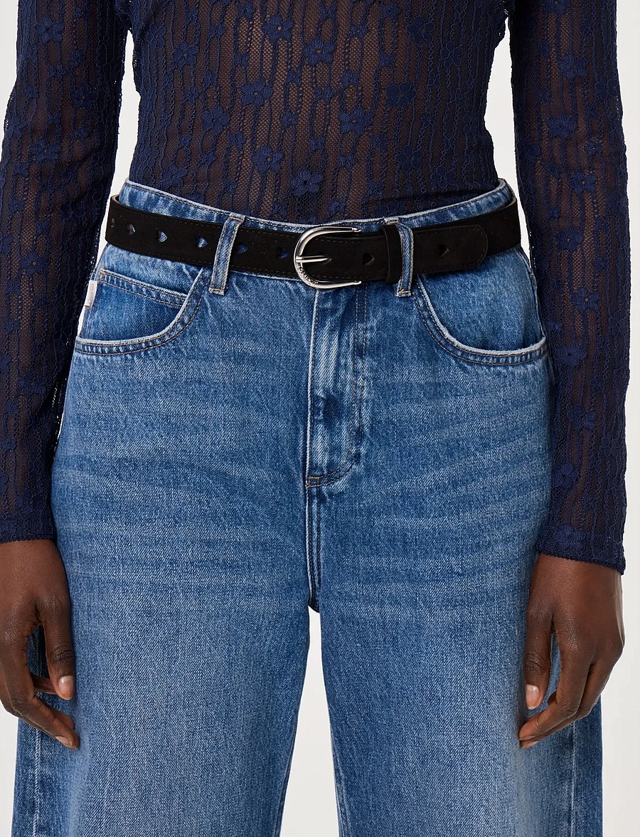 Fabienne Chapot - Cut it Out Heart Belt Suede - paski skórzane - black - 1