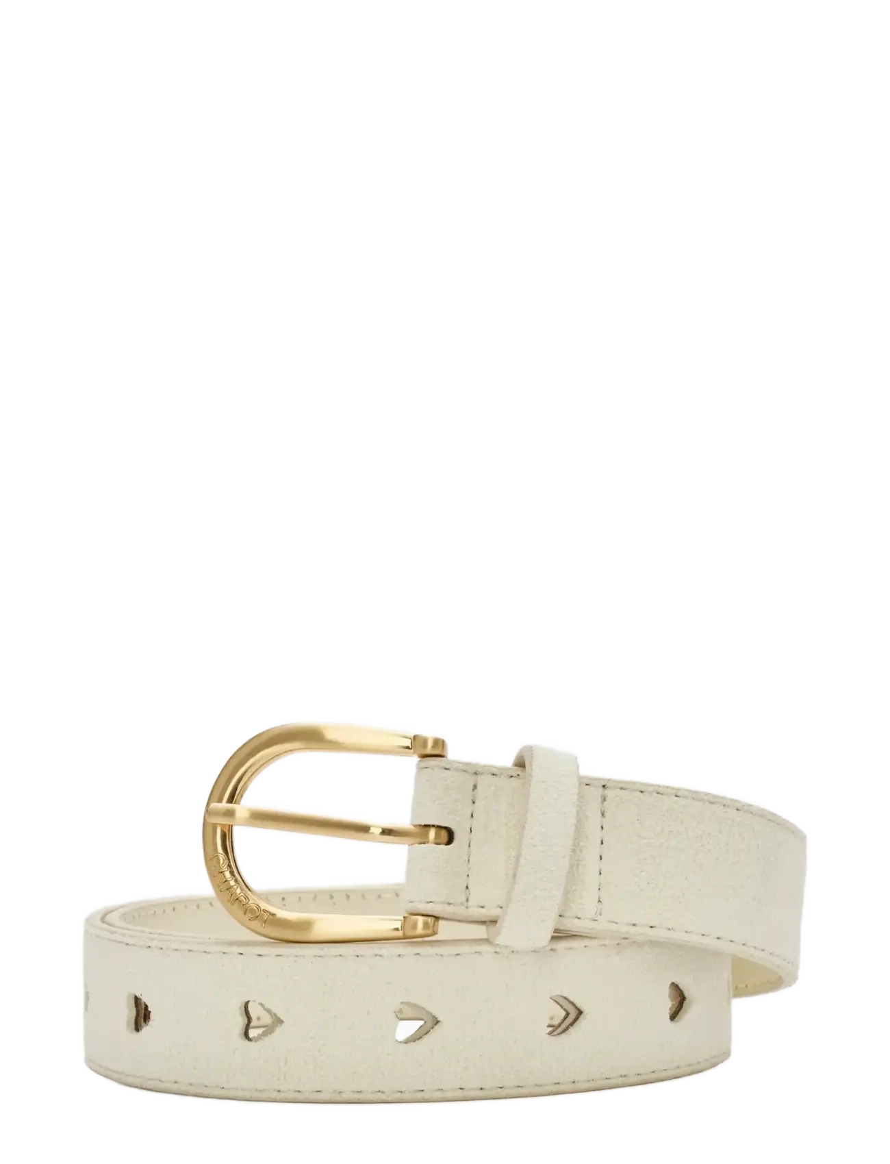 Fabienne Chapot Cut It Out Heart Belt Suede, 95, Cream, Belts > Waist Belt, Dame