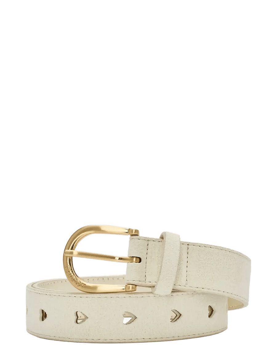 Fabienne Chapot - Cut it Out Heart Belt Suede - ledergürtel - cream white - 0