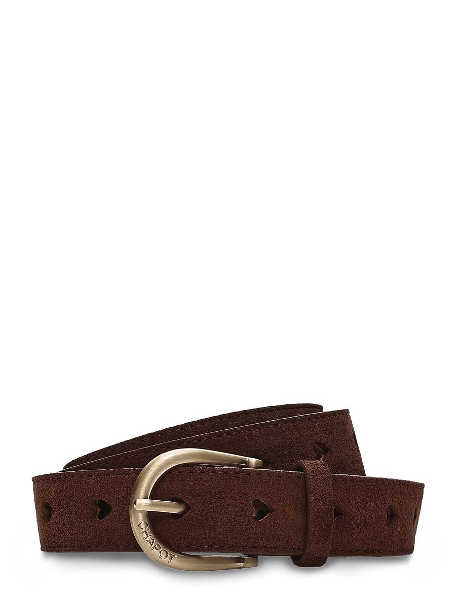 Fabienne Chapot - Cut It Out Heart Belt Suede - läderskärp - chocolate brown - 0
