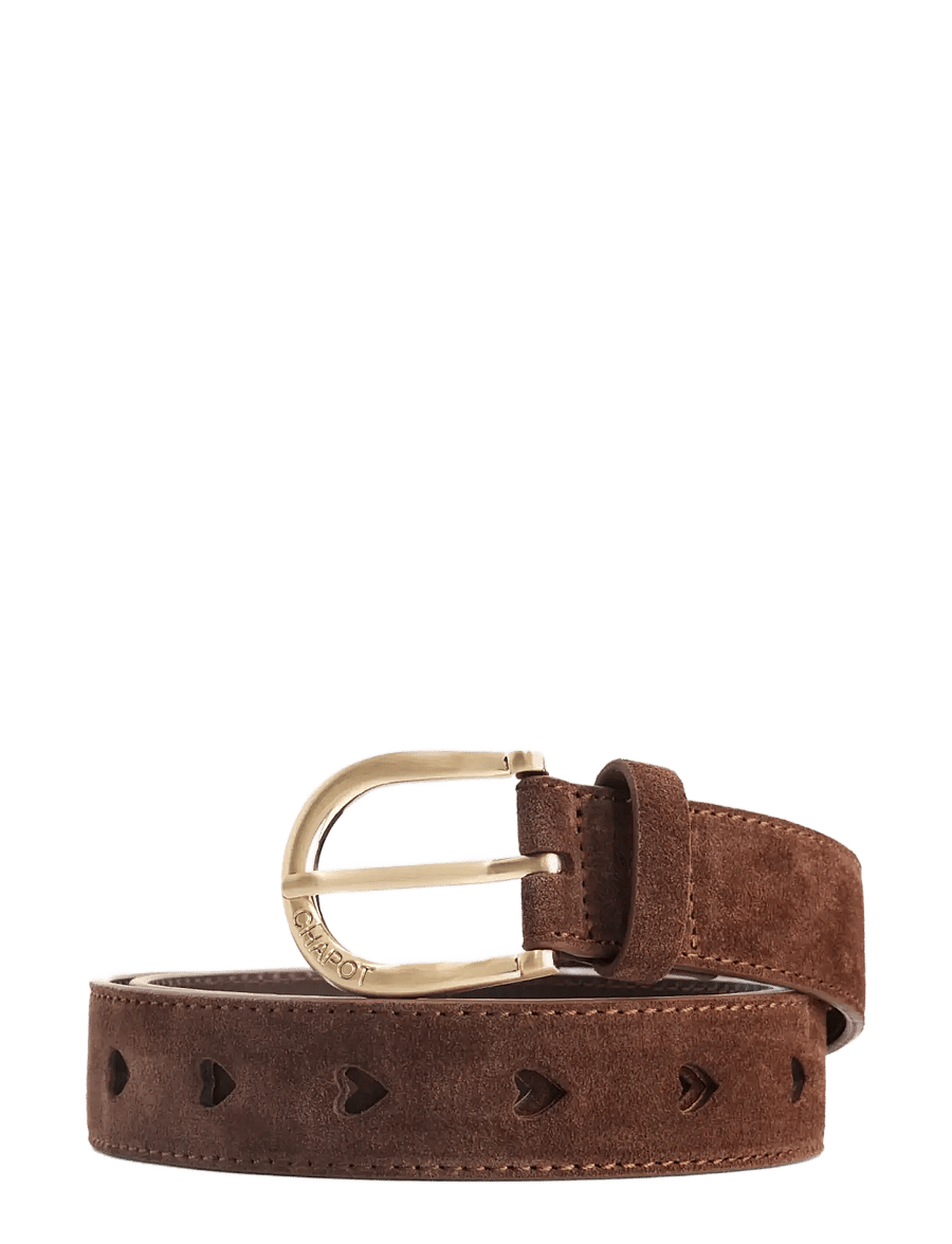 Fabienne Chapot - Cut It Out Heart Belt Suede - nahkrihmad - chocolate brown - 0