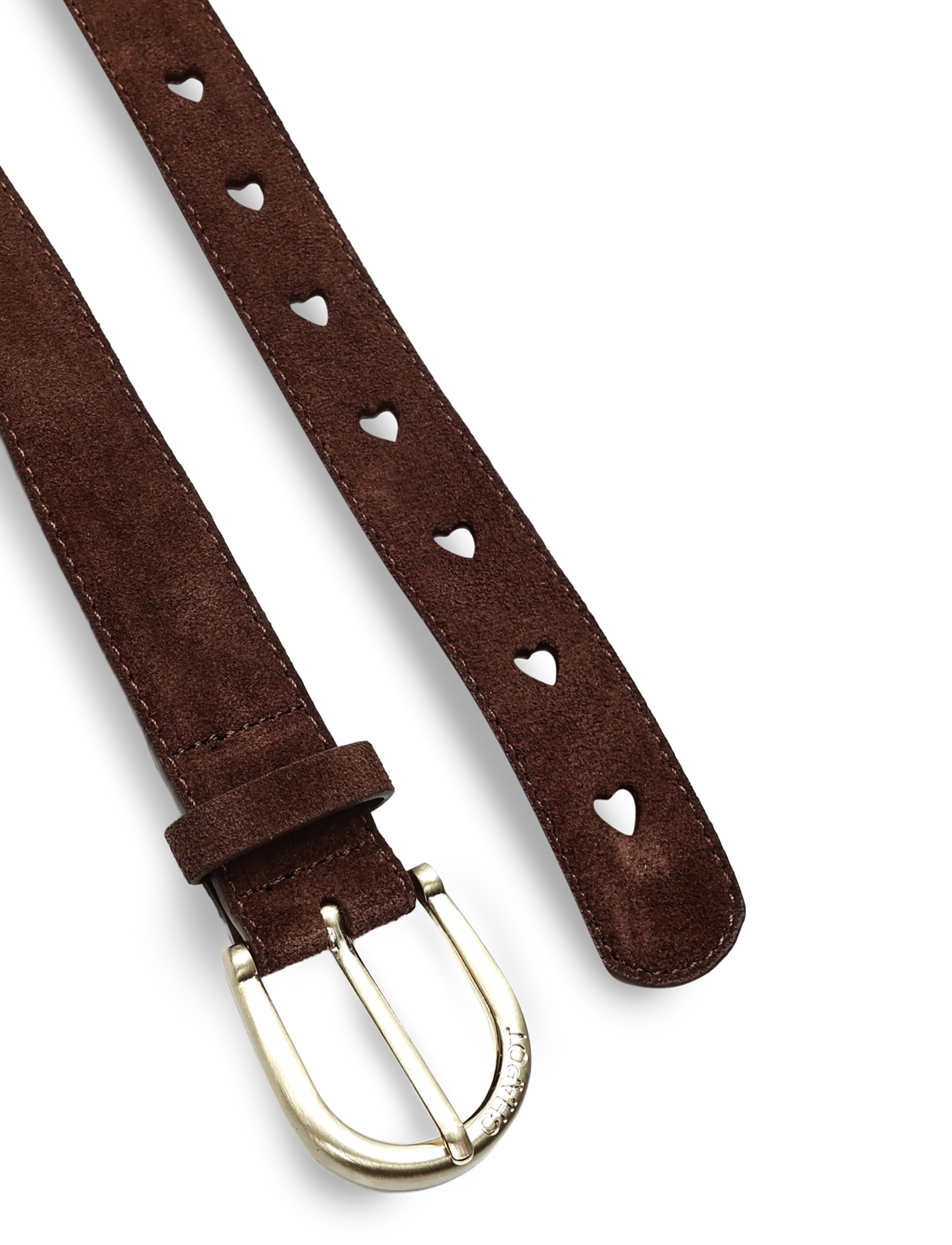 Fabienne Chapot - Cut It Out Heart Belt Suede - läderskärp - chocolate brown - 1