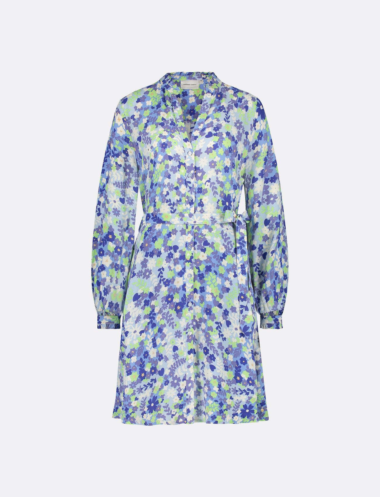 Fabienne Chapot - Dorien Frill Dress - marškinių tipo suknelės - riad blue/acapulco g - 0