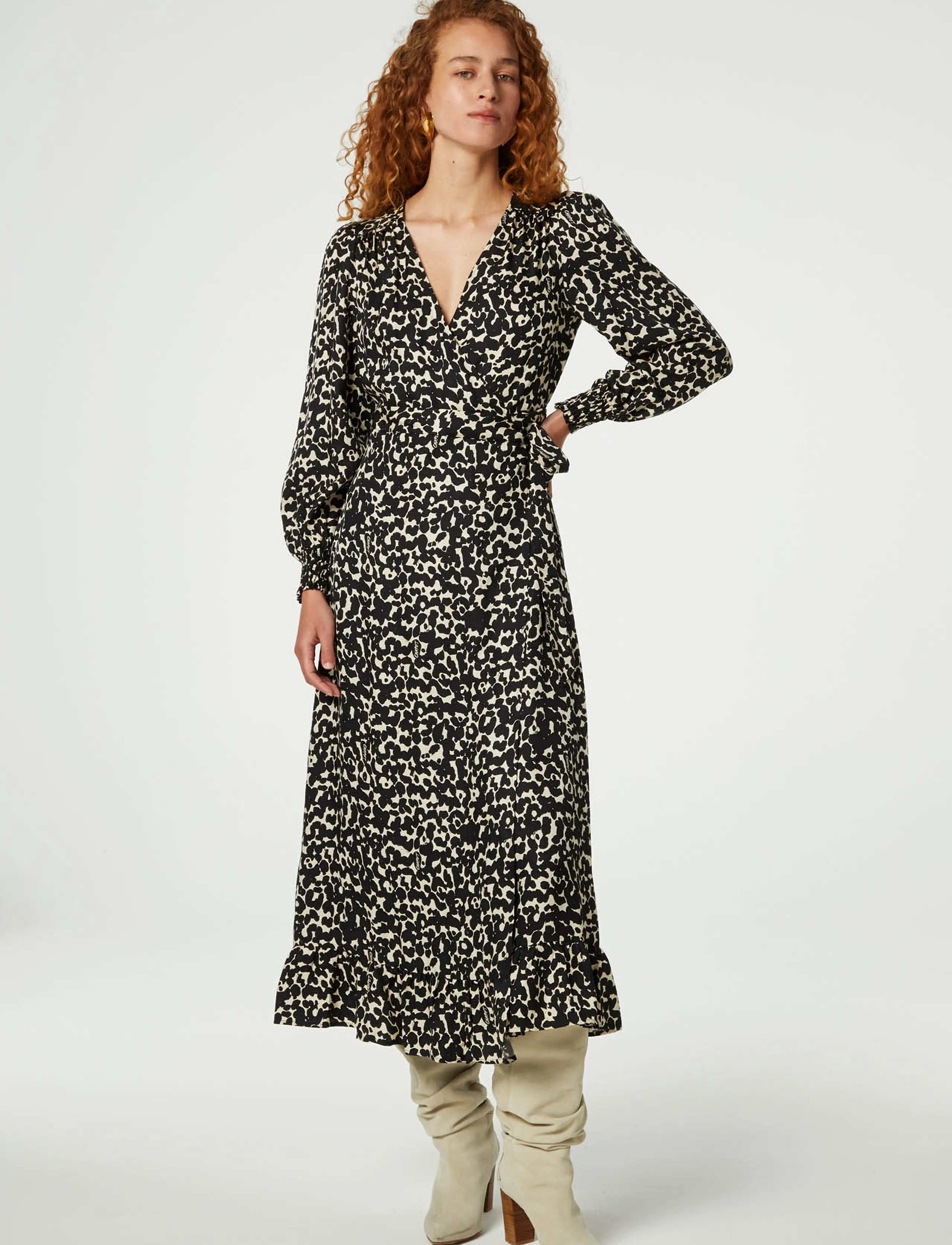 Fabienne Chapot - Bella Dress - slå-om-kjoler - black/oat melange - 3