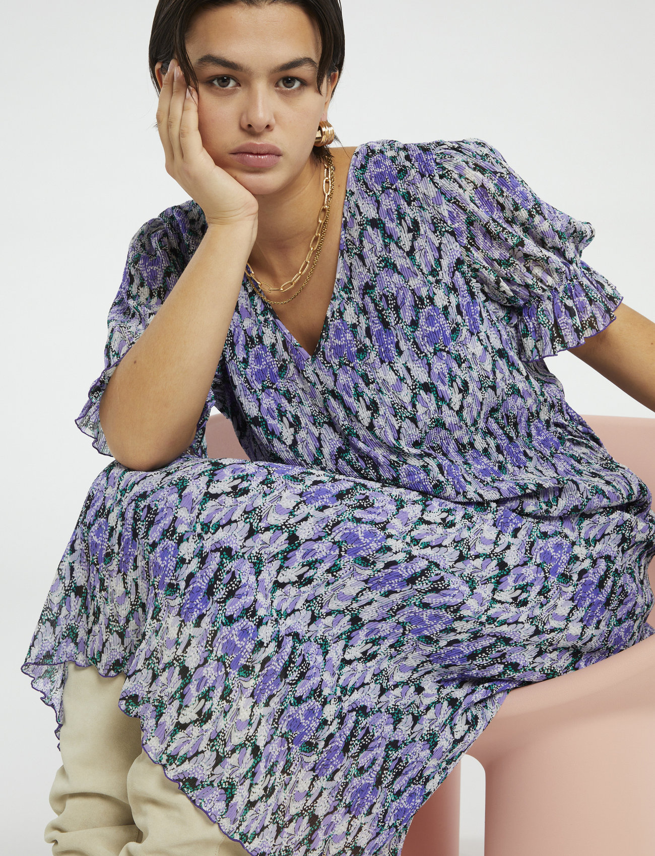Fabienne Chapot - Pauline Dress - summer dresses - poppy purple/cream w - 5