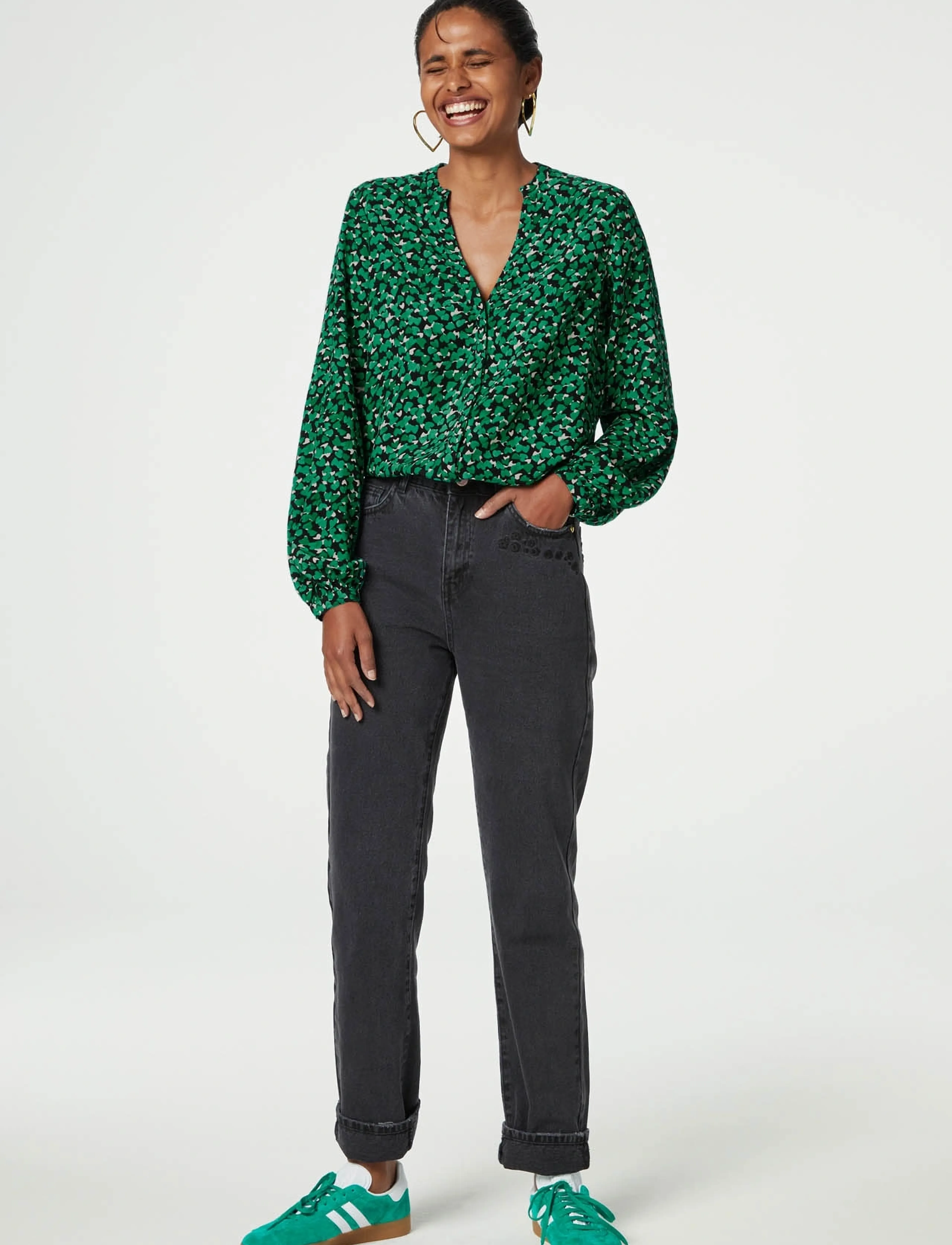 Fabienne Chapot - Frida Blouse - pikkade varrukatega pluusid - feeling green/black - 3