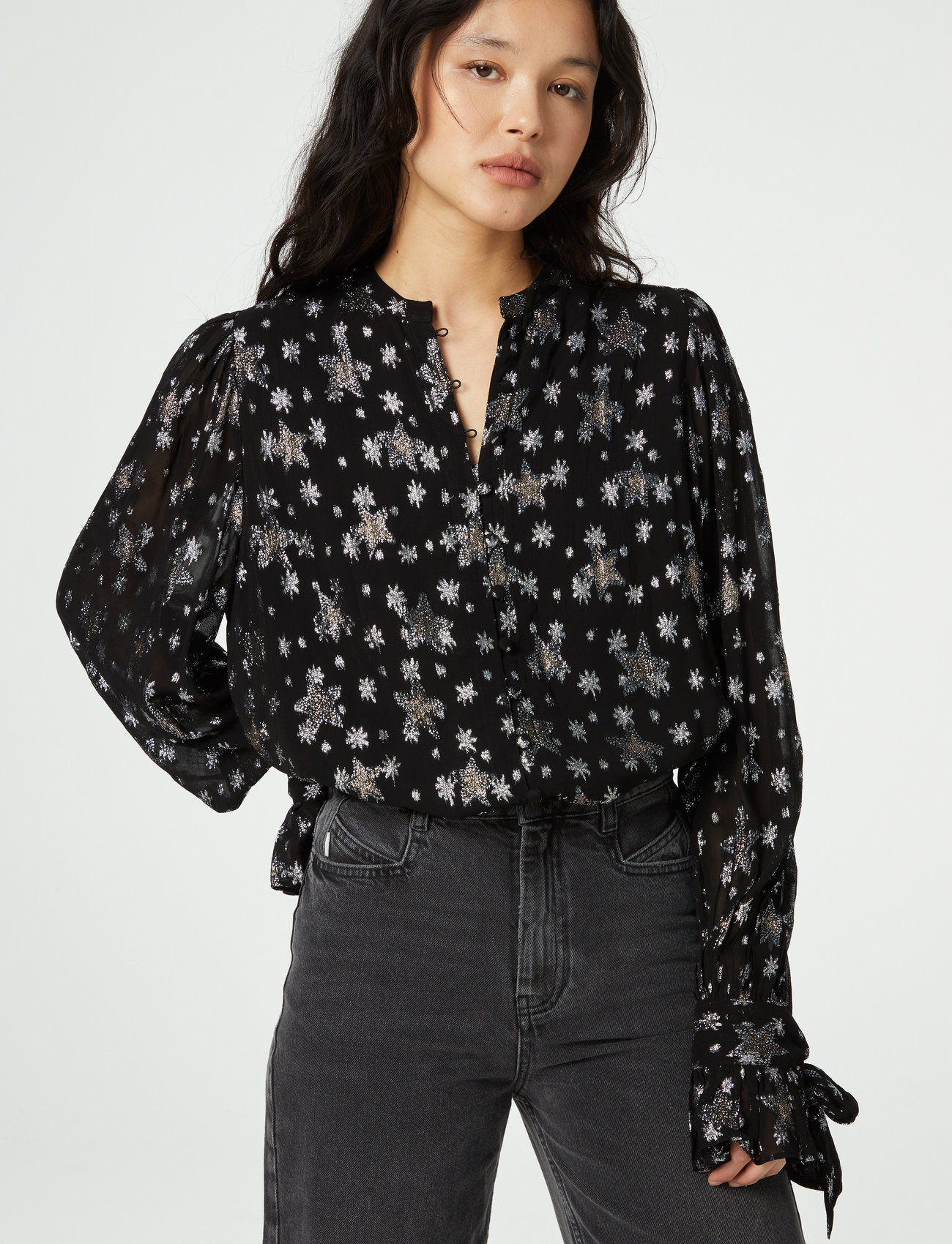 Fabienne Chapot - Kylie Blouse - langærmede bluser - black/silver - 2