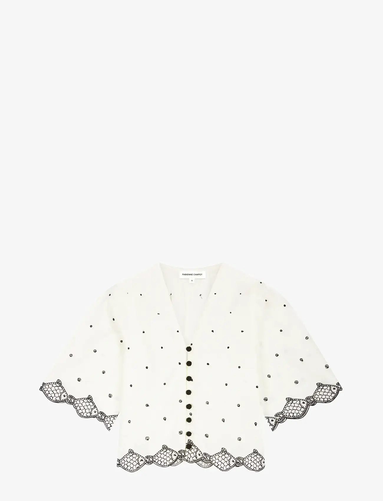 Fabienne Chapot - Tylera Blouse - kortärmade blusar - cosy white/black - 1