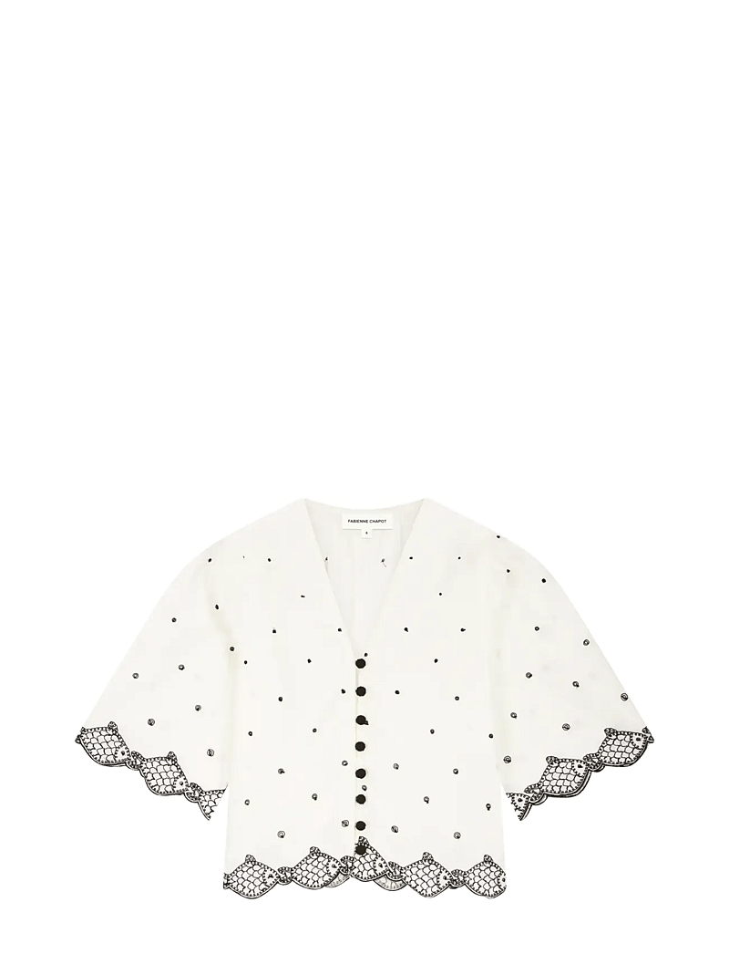 Fabienne Chapot - Tylera Blouse - kortärmade blusar - cosy white/black - 1