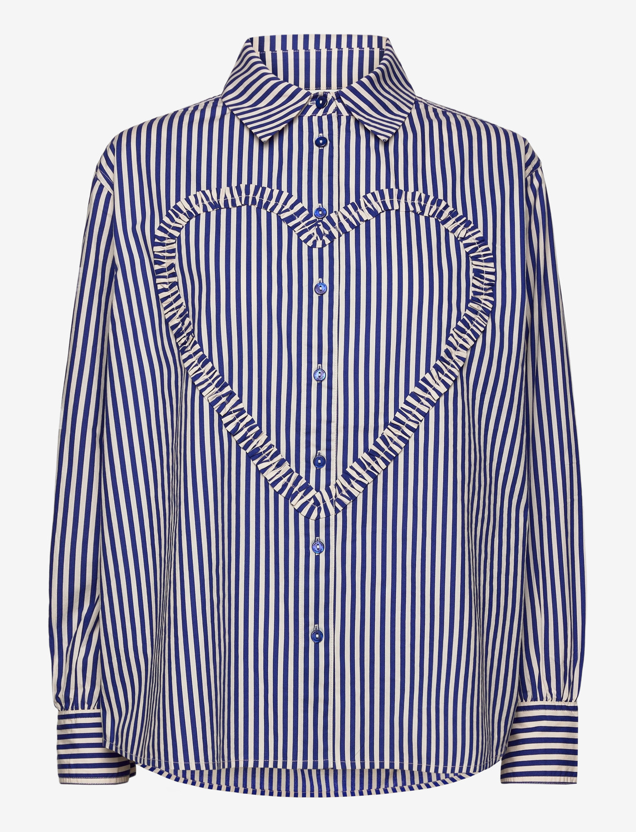 Fabienne Chapot - Alex Heart Blouse - long-sleeved shirts - cosy white/royal cobalt - 1