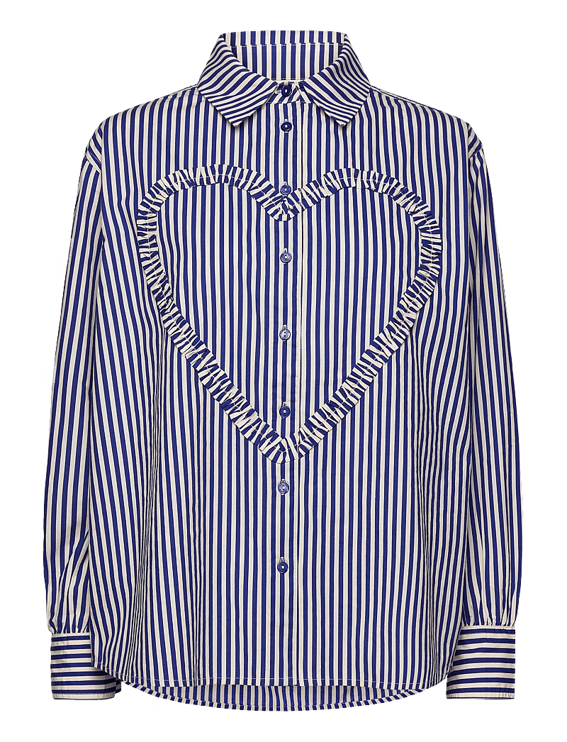 Fabienne Chapot - Alex Heart Blouse - long-sleeved shirts - cosy white/royal cobalt - 1