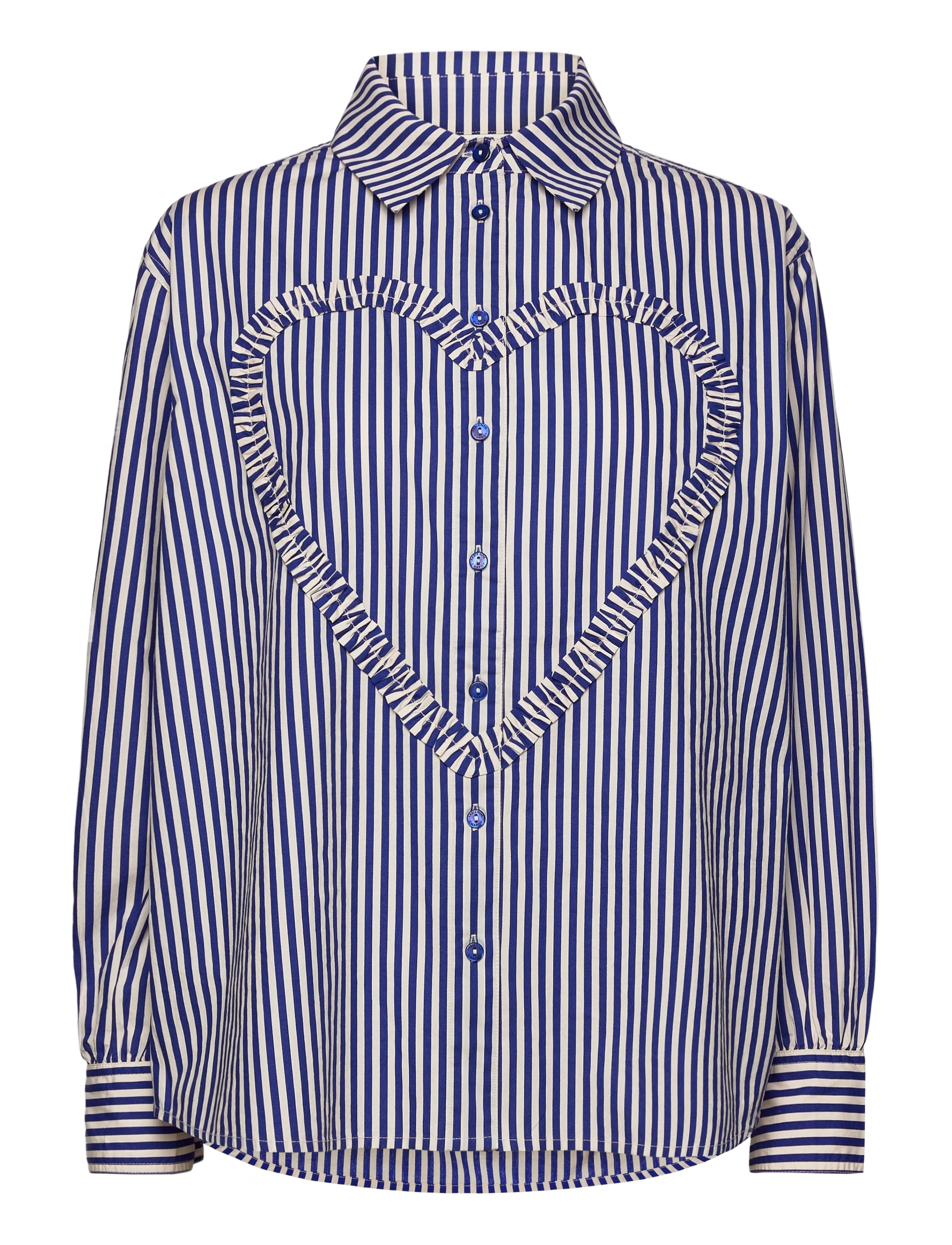 Fabienne Chapot Alex Heart Blouse - Bluser - COSY WHITE/ROYAL COBALT / blue