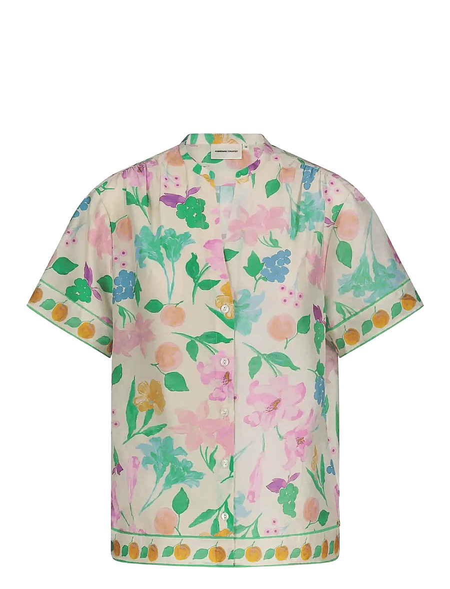 Fabienne Chapot - Brock Blouse - kurzärmelige blusen - warm white/green glo - 0
