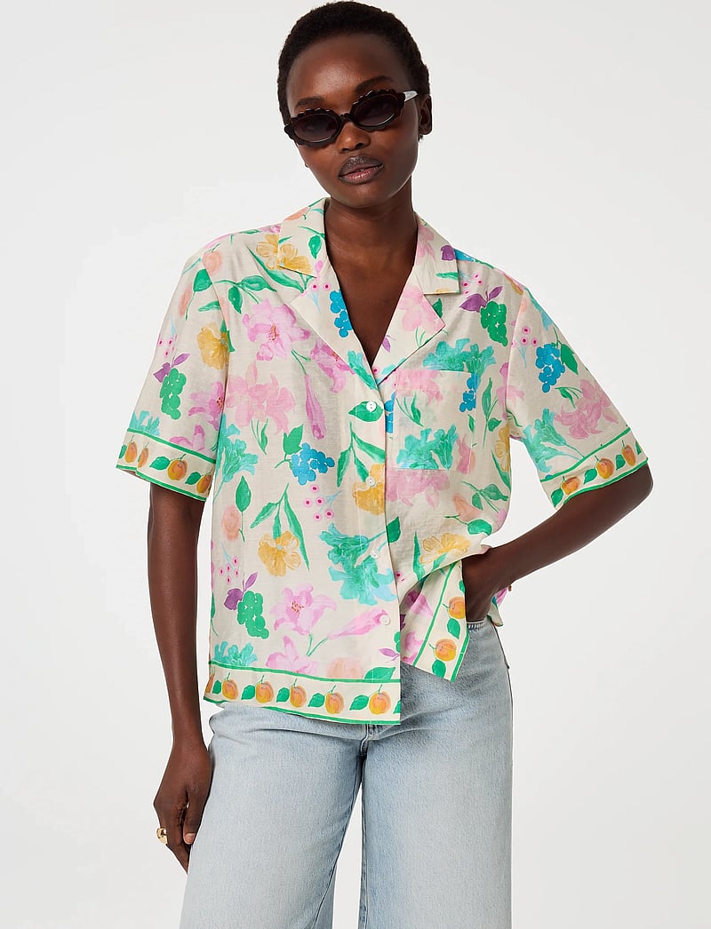 Fabienne Chapot - Brock Blouse - lühikeste varrukatega pluusid - warm white/green glo - 2