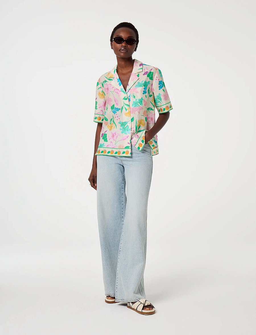 Fabienne Chapot - Brock Blouse - kurzärmelige blusen - warm white/green glo - 3
