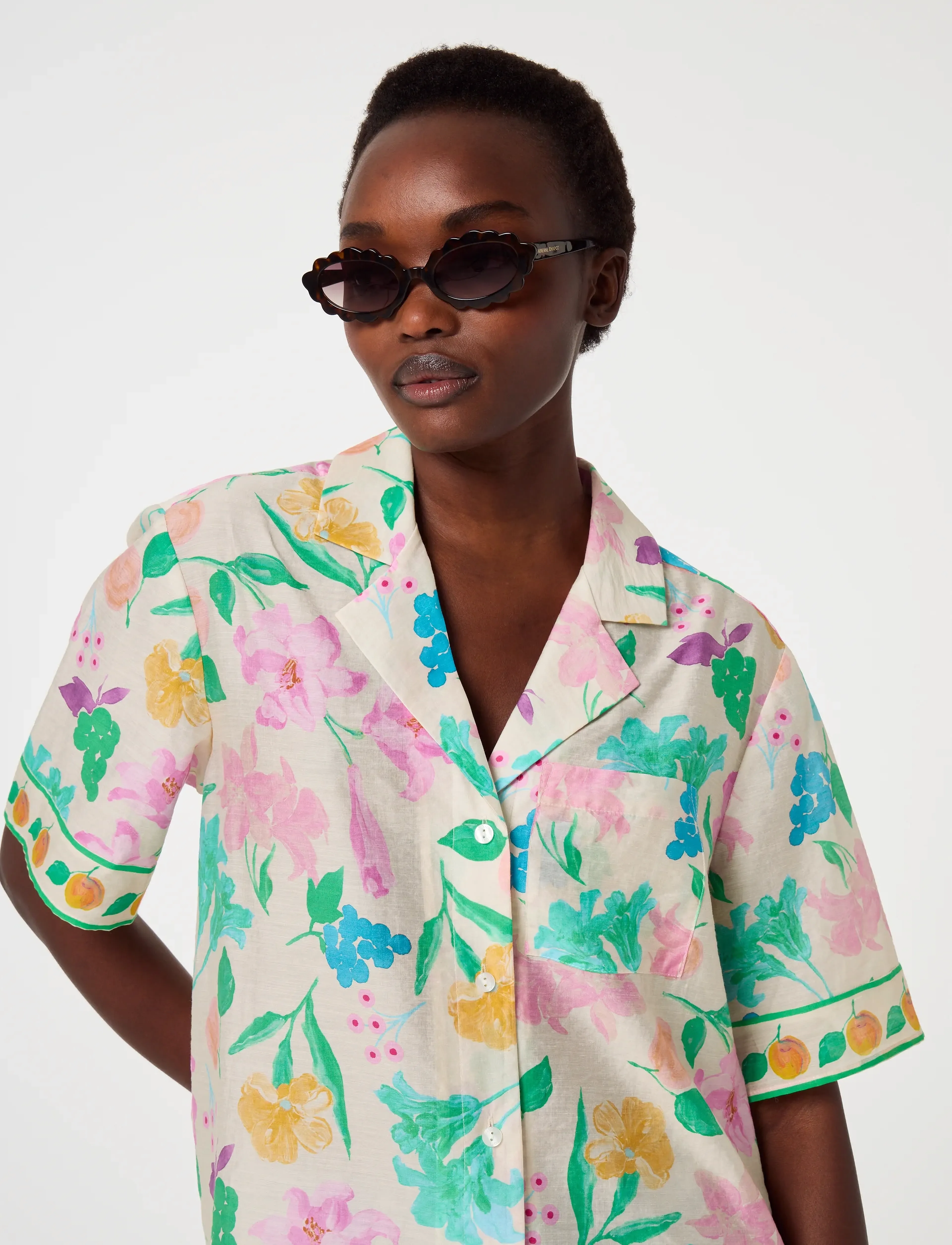Fabienne Chapot - Brock Blouse - short-sleeved blouses - warm white/green glo - 4
