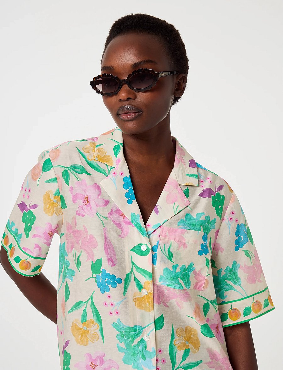 Fabienne Chapot - Brock Blouse - kurzärmelige blusen - warm white/green glo - 4