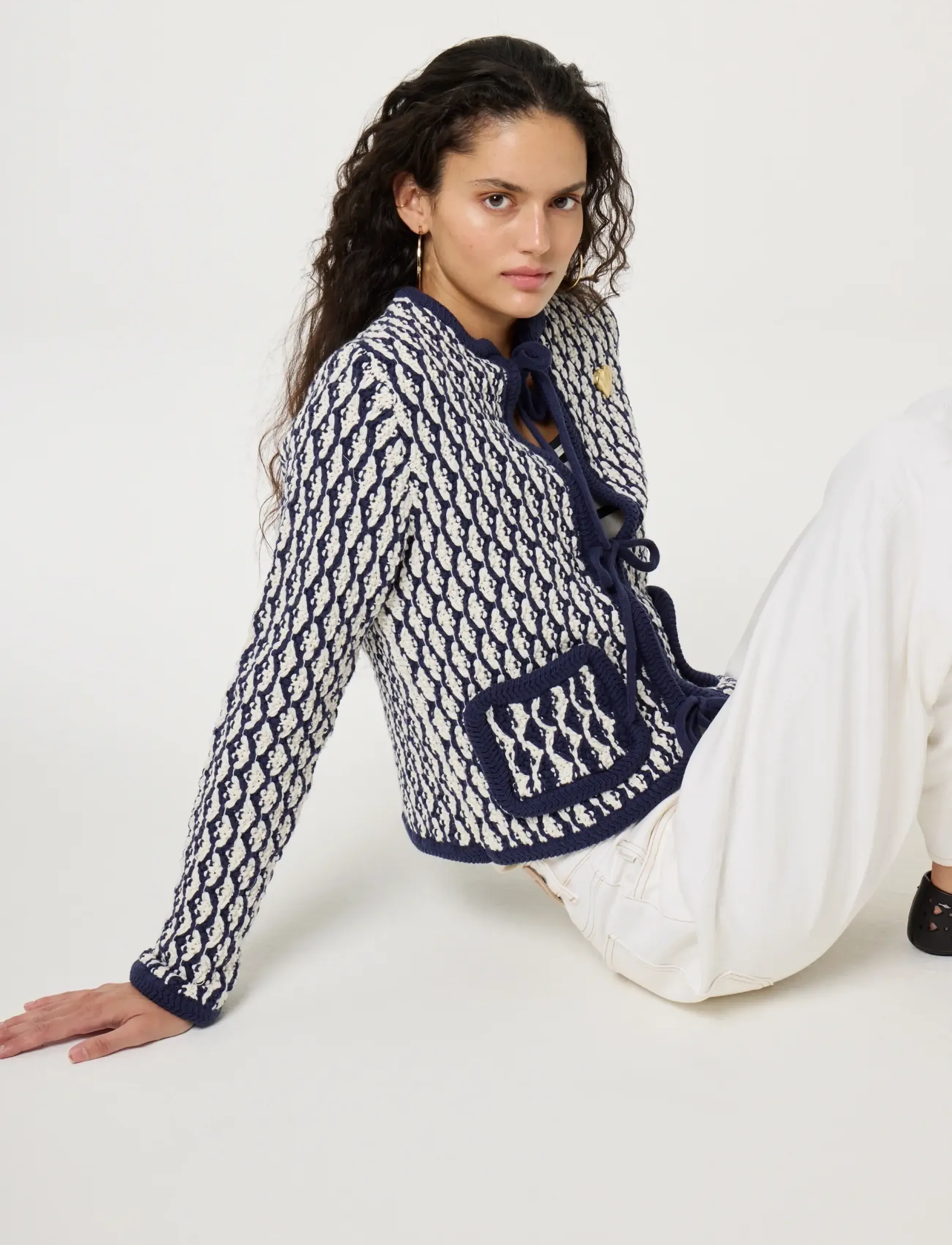 Fabienne Chapot - Balou Cardigan - cardigans - cosy white/navy - 4