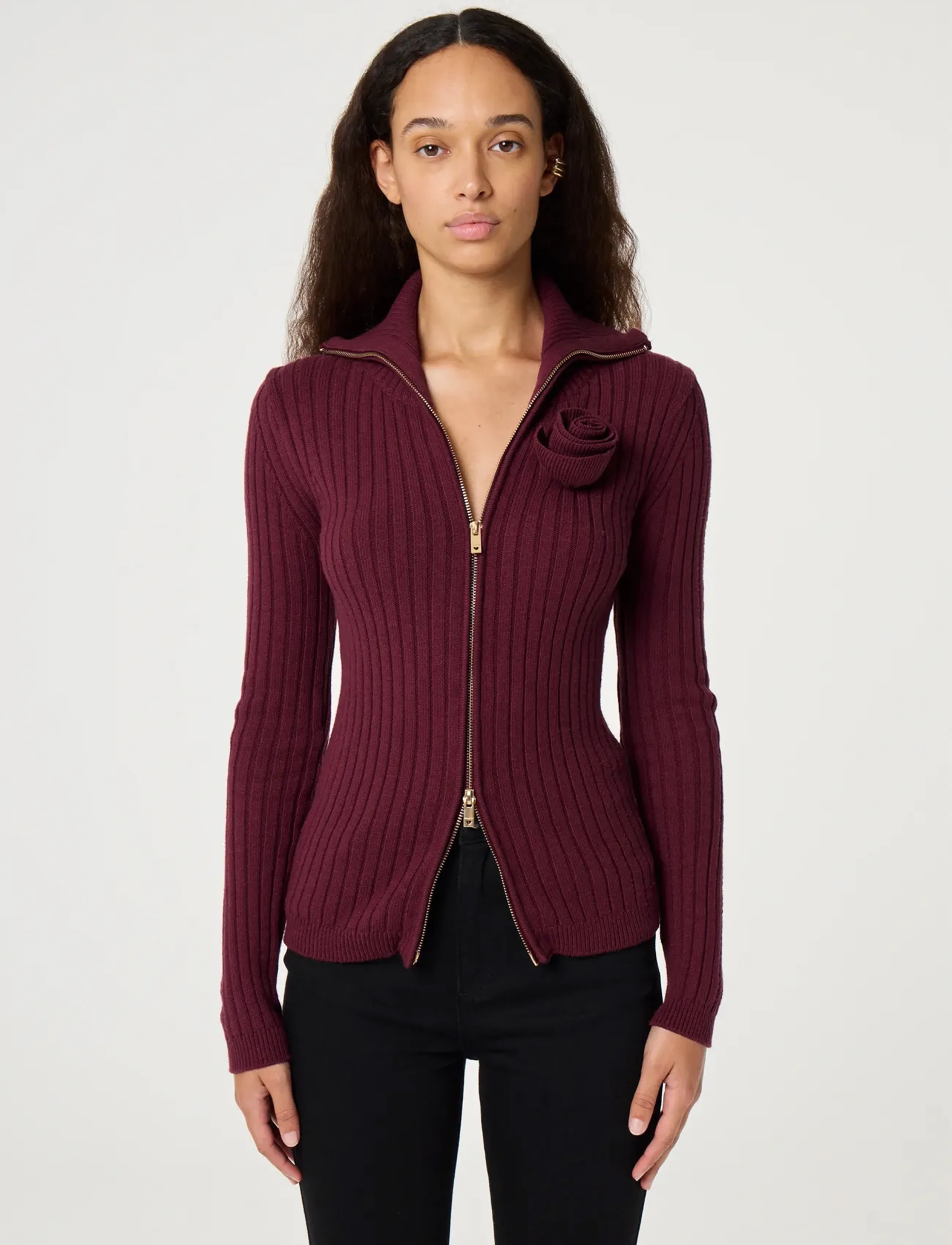 Fabienne Chapot Balou Cardigan, M, Burgundy, Strik > Cardigans, Dame